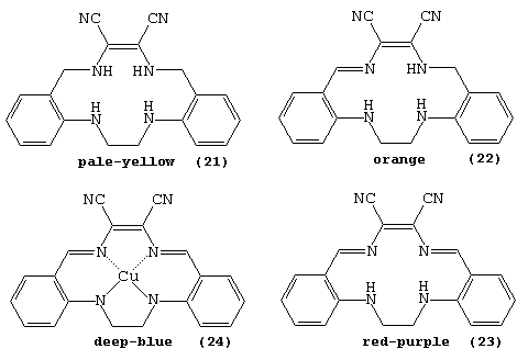 Line formulae of four colored compounds